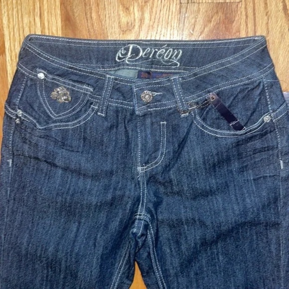 NEW Y2K Dereon Beyonce Studded stretch Denim Cropped Capri Jeans 7 /8 - Picture 4 of 15